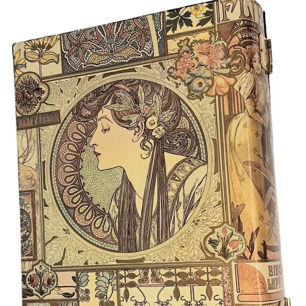 Decoupaged Laquer Box Alphonse Mucha La Peinture Laquered Trinket Jewelry Box